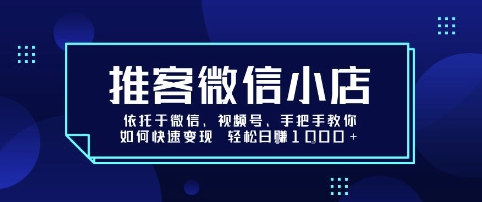 推客微信小店依托于微信、视频号,手把手教你如何快速变现 轻松日入1k+【揭秘】-富爸爸项目圈