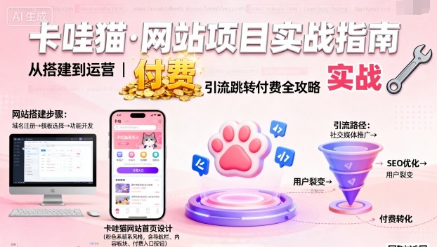 卡哇猫·网站项目,网站搭建与运营以及引流跳转付费-富爸爸项目圈