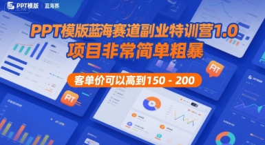 PPT模版蓝海赛道副业特训营1.0,项目非常简单粗暴,客单价可以高到150-200-富爸爸项目圈