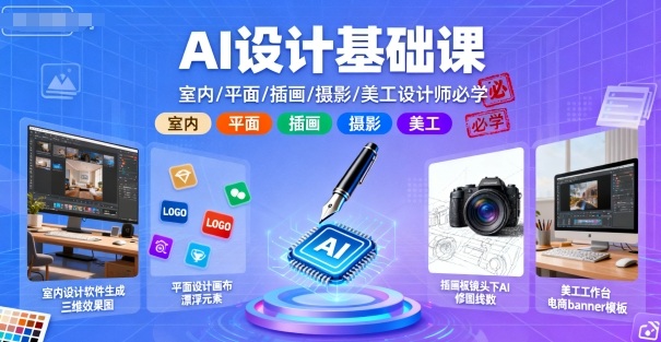 AI设计基础课,室内、平面、插画、摄影、美工设计师必学的-富爸爸项目圈