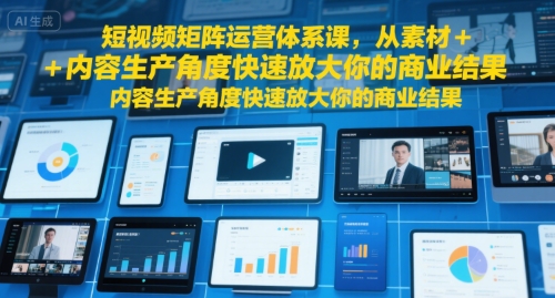 短视频矩阵运营体系课,从素材+内容生产角度快速放大你的商业结果-富爸爸项目圈