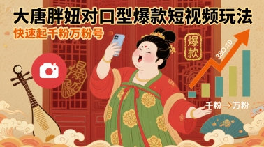 大唐胖妞对口型爆款短视频玩法,快速起千粉万粉号-富爸爸项目圈