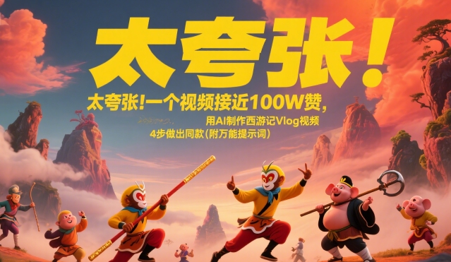 太夸张!一个视频接近100W赞,用AI制作西游记Vlog视频,全流程拆解来了(附万能提示词)-富爸爸项目圈