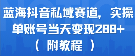 蓝海抖音私域赛道,实操单账号当天变现288+(附教程)-富爸爸项目圈
