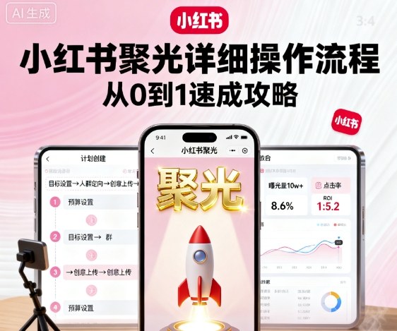 小红书聚光详细操作流程,小红书聚光从0到1速成攻略-富爸爸项目圈