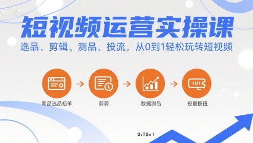 短视频运营实操课,选品、剪辑、测品、投流,从0到1轻松玩转短视频-富爸爸项目圈