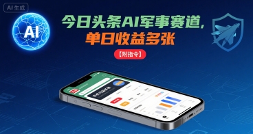 今日头条AI军事赛道,单日收益多张 ,手机可做【附指令】-富爸爸项目圈