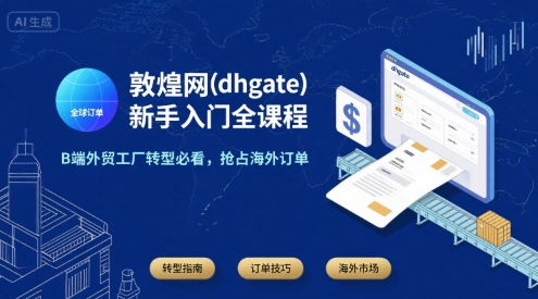 敦煌网(dhgate)新手入门全课程,B端外贸工厂转型必看,抢占海外订单-富爸爸项目圈
