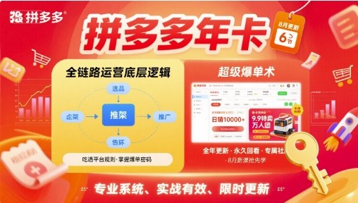 拼多多年卡【8月更新6节】拼多多全链路运营底层逻辑,超级爆单术-富爸爸项目圈