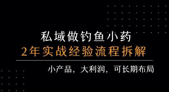 私域做钓鱼小药 每单利润3张+ 详细流程拆解-富爸爸项目圈