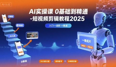 AI实操课0基础到精通-短视频剪辑教程2025-富爸爸项目圈