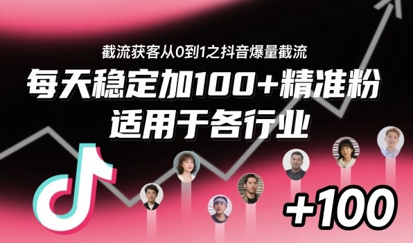 截流获客从0到1之抖音爆量截流,每天稳定加100+精准粉,适用于各行业-富爸爸项目圈