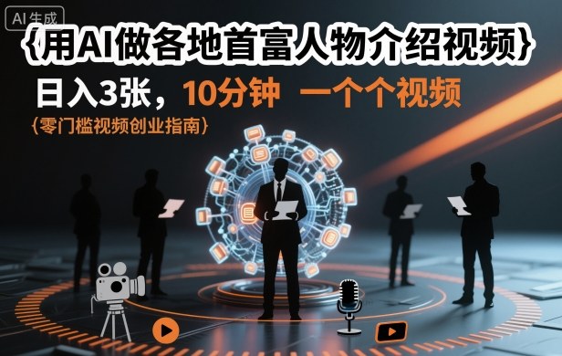 用AI做各地首富人物介绍视频,日入3张,10分钟一个视频-富爸爸项目圈