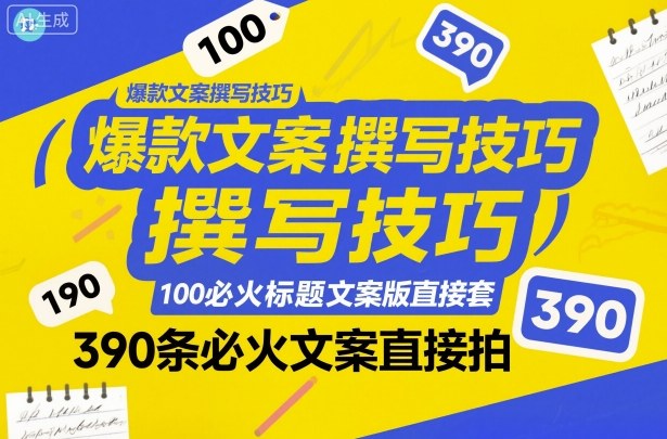 爆款文案撰写技巧,100个必火标题文案模版直接套,390条必火文案直接拍-富爸爸项目圈