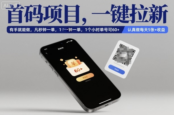首码项目,一键拉新,有手就能做,几秒钟一单,1个小时单号可60+,认真做每天5张+收益【揭秘】-富爸爸项目圈