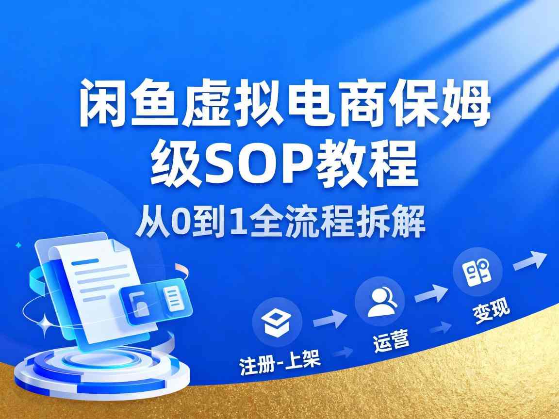 闲鱼虚拟电商,月入轻松过1W,保姆级SOP教程-富爸爸项目圈