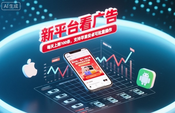 新平台看广告,养好机一条0.3到5米,每天上限100条,支持苹果安卓可批量操作-富爸爸项目圈