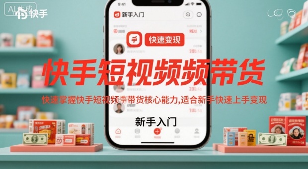 快手短视频带货,快速掌握快手短视频带货核心能力,适合新手快速上手变现-富爸爸项目圈