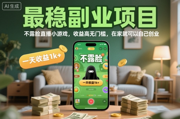 最稳副业项目,不露脸直播小游戏,收益高无门槛,一天收益1k+,在家就可以自己创业【揭秘】-富爸爸项目圈