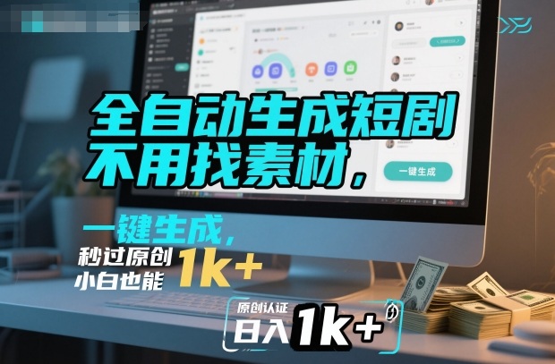 全自动生成短剧,不用找素材,不用剪辑,一键生成,秒过原创,小白也能轻松日入1k+【揭秘】-富爸爸项目圈