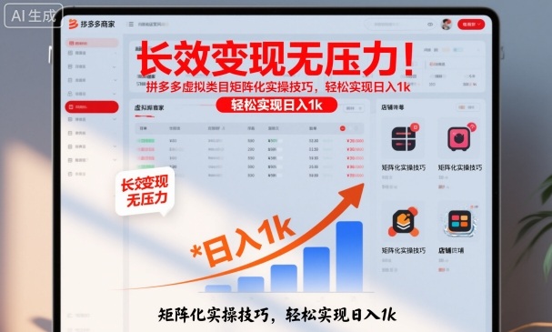 长效变现无压力!拼多多虚拟类目矩阵化实操技巧,轻松实现日入1k【揭秘】-富爸爸项目圈