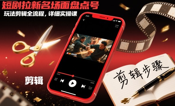 短剧拉新名场面盘点号玩法剪辑全流程,详细实操课-富爸爸项目圈