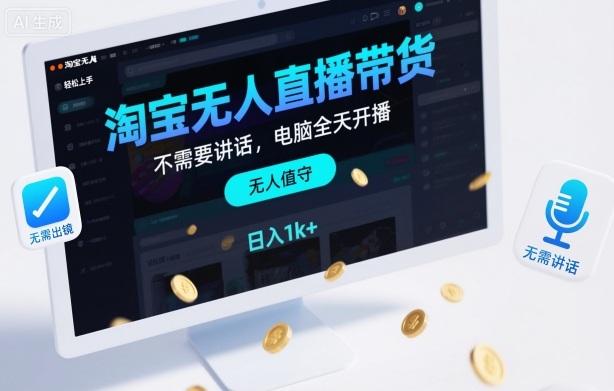 淘宝无人直播带货,不需要出镜,不需要讲话,电脑全天开播,轻松上手,日入1k+【揭秘】-富爸爸项目圈