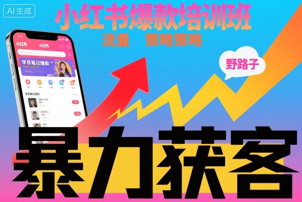 小红书爆款培训班,小红书获客野路子流量打法,暴力持续获客-富爸爸项目圈
