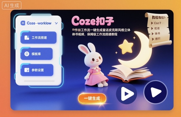 Coze扣子工作流一键生成童话皮克斯风格立体书视频,保姆级工作流搭建教程-富爸爸项目圈