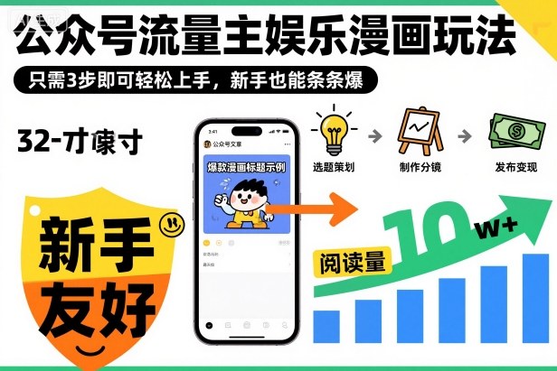 公众号流量主娱乐漫画玩法,只需3步即可轻松上手,新手也能条条爆-富爸爸项目圈
