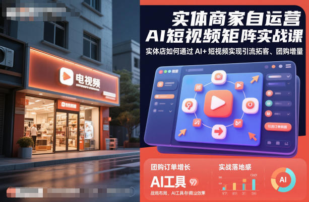 实体商家自运营AI短视频矩阵实战课,实体店如何通过AI+短视频实现引流拓客、团购增量-富爸爸项目圈