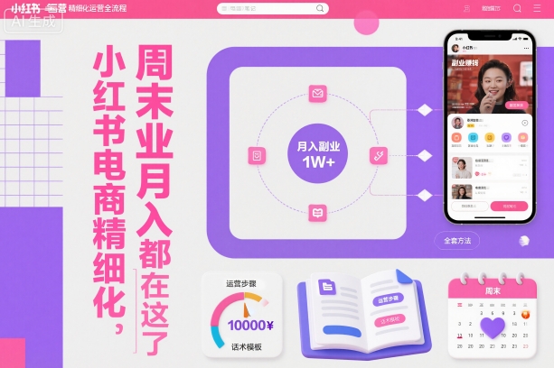 小红书电商精细化运营全流程,周末副业月入1W+,全套方法都在这了-富爸爸项目圈