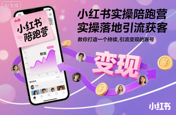 小红书实操陪跑营,实操落地引流获客,教你打造一个持续引流变现的账号-富爸爸项目圈