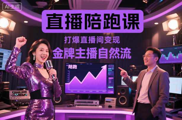 直播陪跑课,金牌主播自然流打爆直播间,复制高变现玩法-富爸爸项目圈