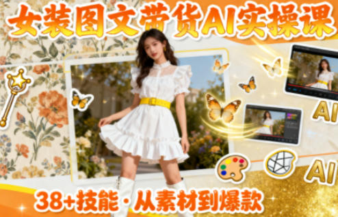 女装图文带货的AI实操课,覆盖38个实用技能,快速提升素材制作效率-富爸爸项目圈