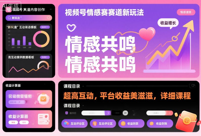 视频号情感赛道新玩法,超高互动,平台收益美滋滋,详细课程-富爸爸项目圈