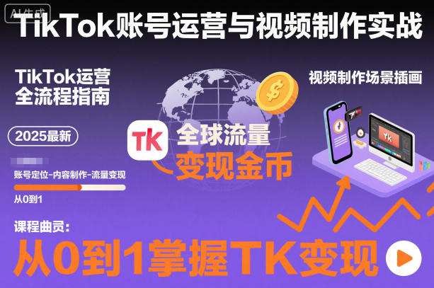 2025最新TikTok账号运营与视频制作实战全流程,从0到1掌握TK变现(含11月最新TK搬运技术)-富爸爸项目圈