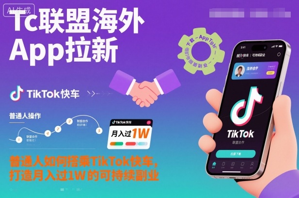 Tc联盟海外App拉新:普通人如何搭乘TikTok快车,打造月入过1W的可持续副业-富爸爸项目圈