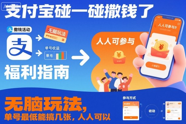 支付宝碰一碰撒钱了,无脑玩法,单号最低能搞几张,人人可以撸【揭秘】-富爸爸项目圈