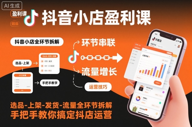 抖音小店盈利课-选品-上架-发货-流量全环节拆解,手把手教你搞定抖店运营-富爸爸项目圈