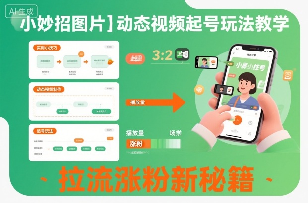 小妙招图片+动态视频起号玩法教学,拉流涨粉新秘籍-富爸爸项目圈