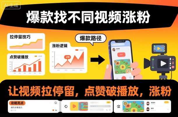 爆款找不同视频涨粉,让视频拉停留,实现点赞,破播放,涨粉-富爸爸项目圈