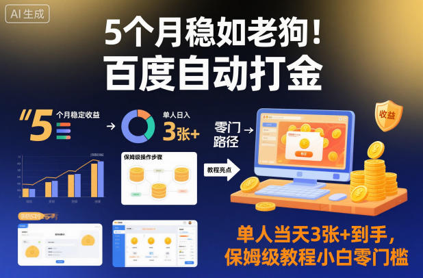 5个月稳如老狗!百度自动打金,单人当天3张+到手,保姆级教程小白零门槛【揭秘】-富爸爸项目圈