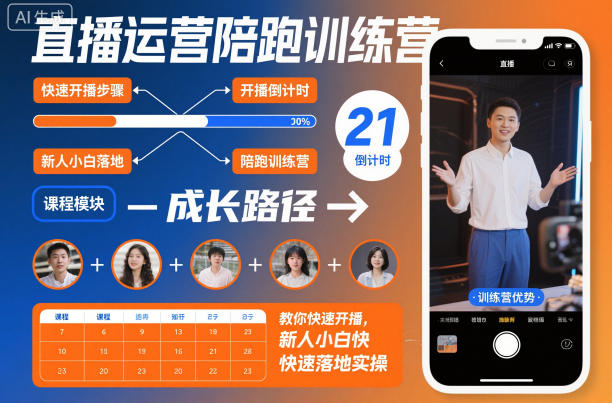 直播运营陪跑训练营,教你快速开播,新人小白快速落地实操-富爸爸项目圈