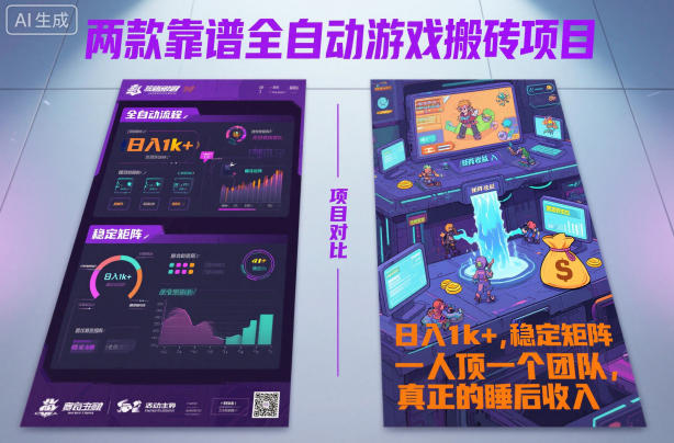 两款靠谱全自动游戏搬砖项目,日入1k+,稳定可矩阵,一人顶一个团队,真正的睡后收入【揭秘】-富爸爸项目圈