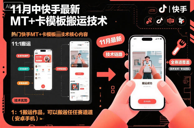 11月中快手最新MT+卡模板搬运技术,1:1搬运作品,可以搬运任何赛道(安卓手机)-富爸爸项目圈