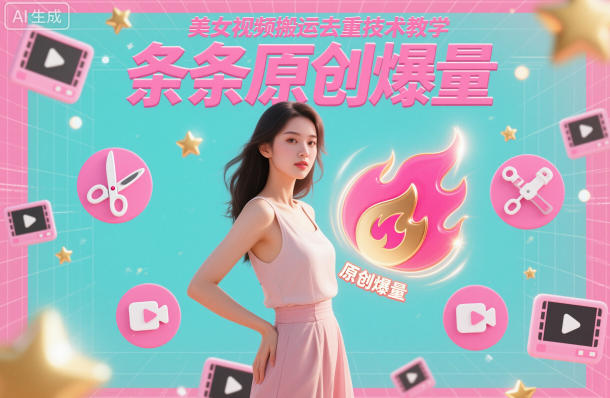 美女视频搬运去重技术教学,条条原创爆量-富爸爸项目圈