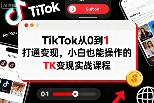 TikTok从0到1打通变现,小白也能操作的TK变现实战课程-富爸爸项目圈