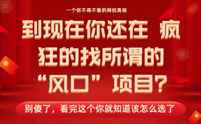 马上26年了,你还在找所谓的风口项目?别傻了,看完这个你全都懂了!【揭秘】-富爸爸项目圈