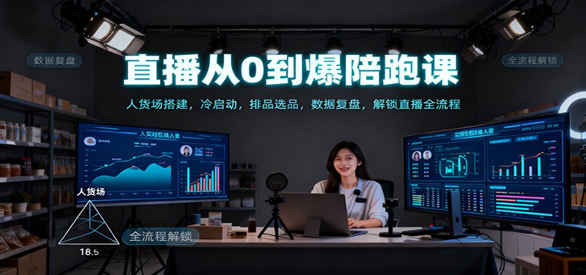 直播从0到爆陪跑课:人货场搭建,冷启动,排品选品,数据复盘,解锁直播全流程-富爸爸项目圈